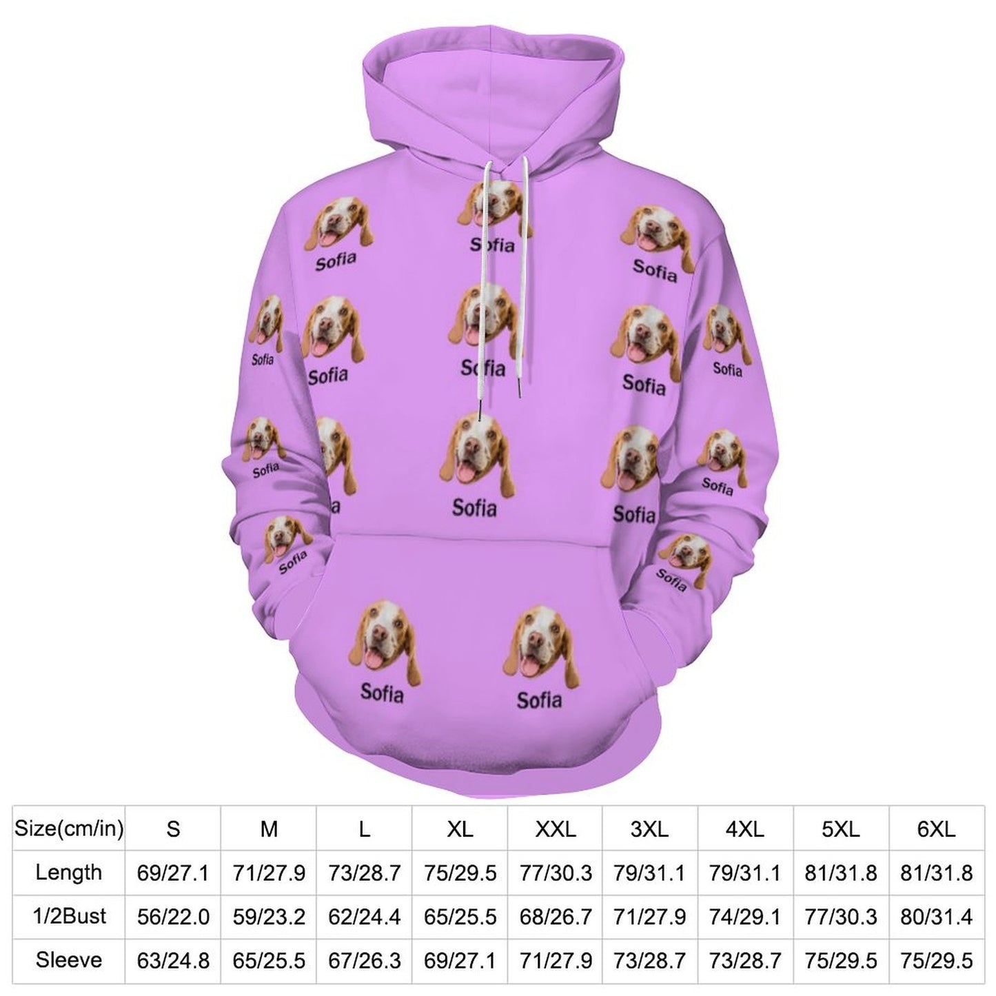 Custom Pet Face and Name Unisex Hoodie