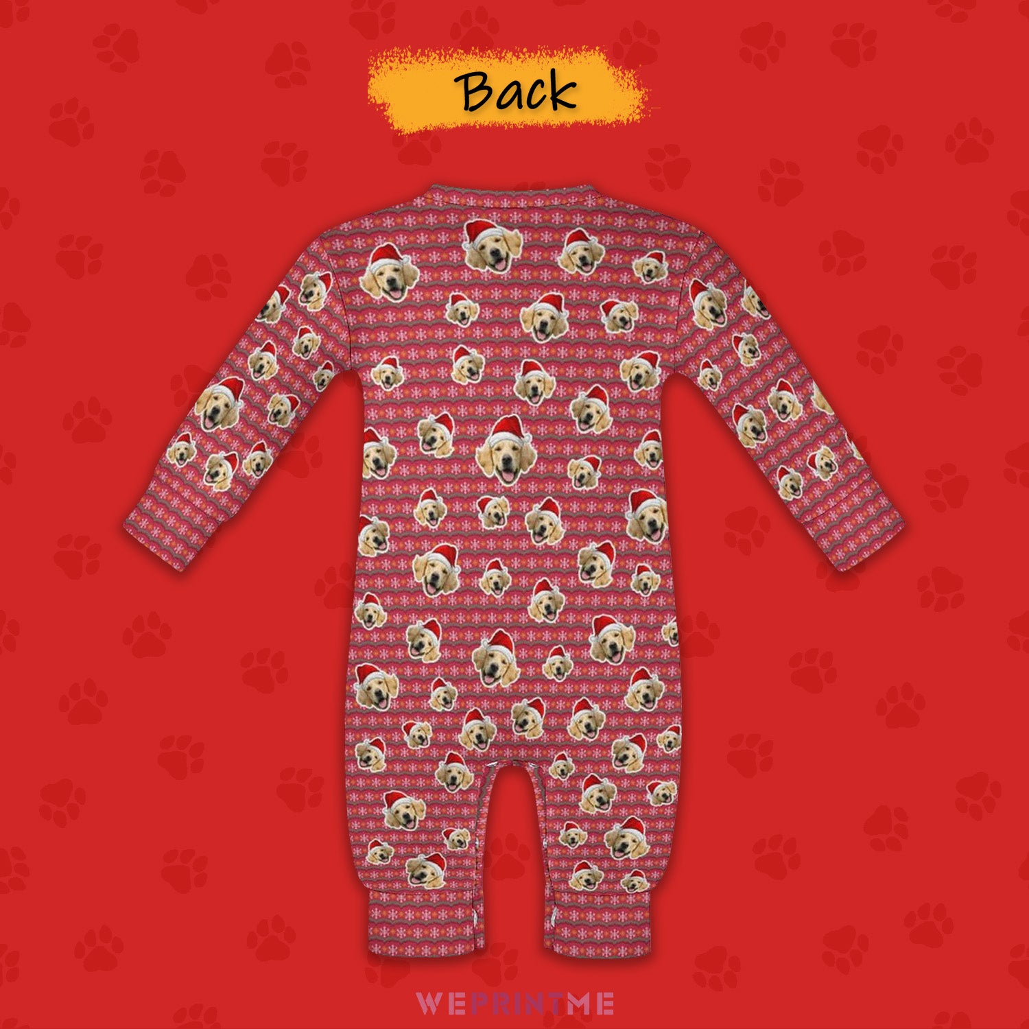 Custom Pet Face Everywhere Santa Pet Baby Onesie-2 Back-WEPRINTME