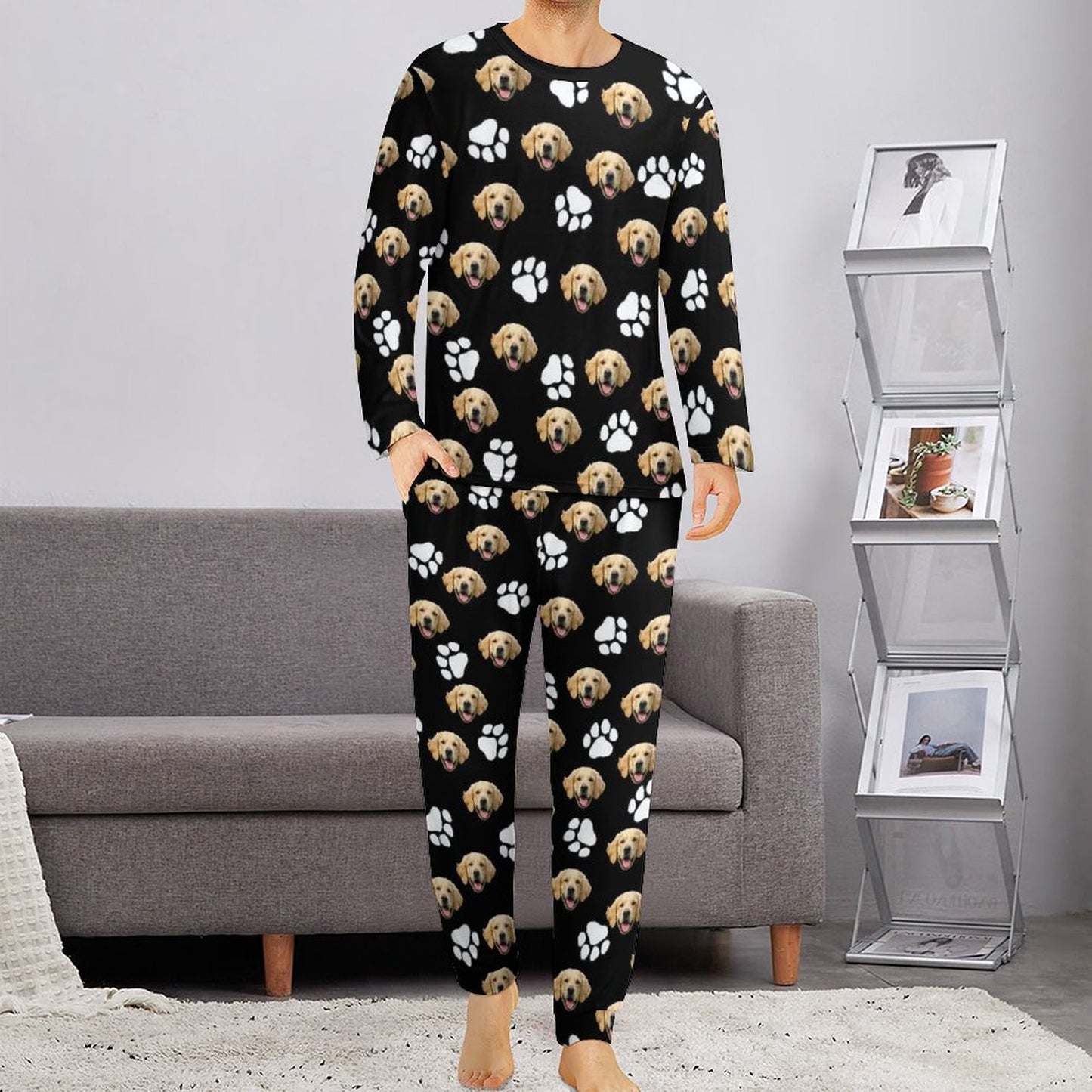 Custom Pet Face Men's Long Pajama Set