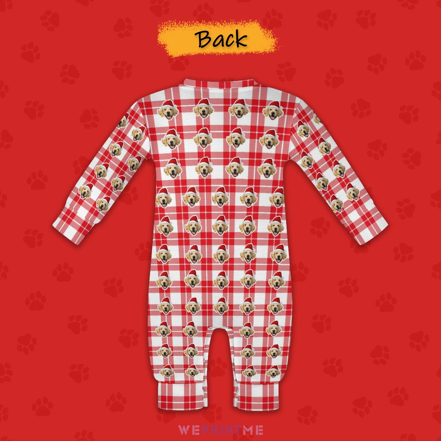 Custom Pet Face Plaid Pet Baby Onesie-1 Back-WEPRINTME