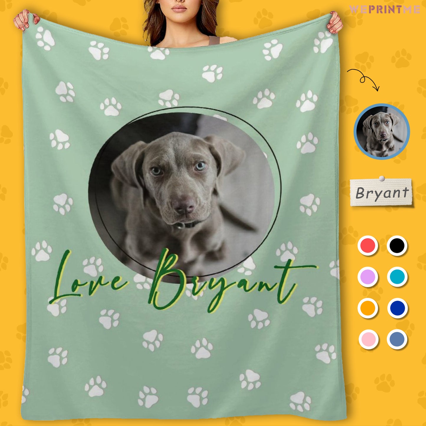 Custom Pet Photo and Name Fleece Blanket