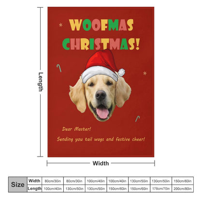 Custom Pet Face Woofmas Christmas Fleece Blanket-Red 4-WEPRINTME