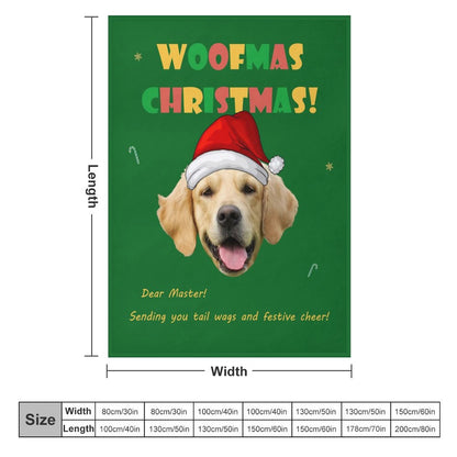 Custom Pet Face Woofmas Christmas Fleece Blanket-Green 5-WEPRINTME