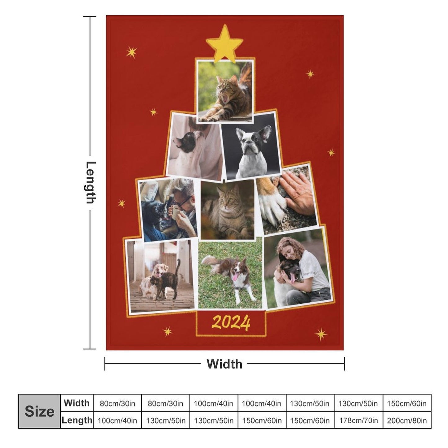 Custom Pet Photo Blanket Christmas Photo Tree Fleece Blanket-Red 4 -WEPRINTME