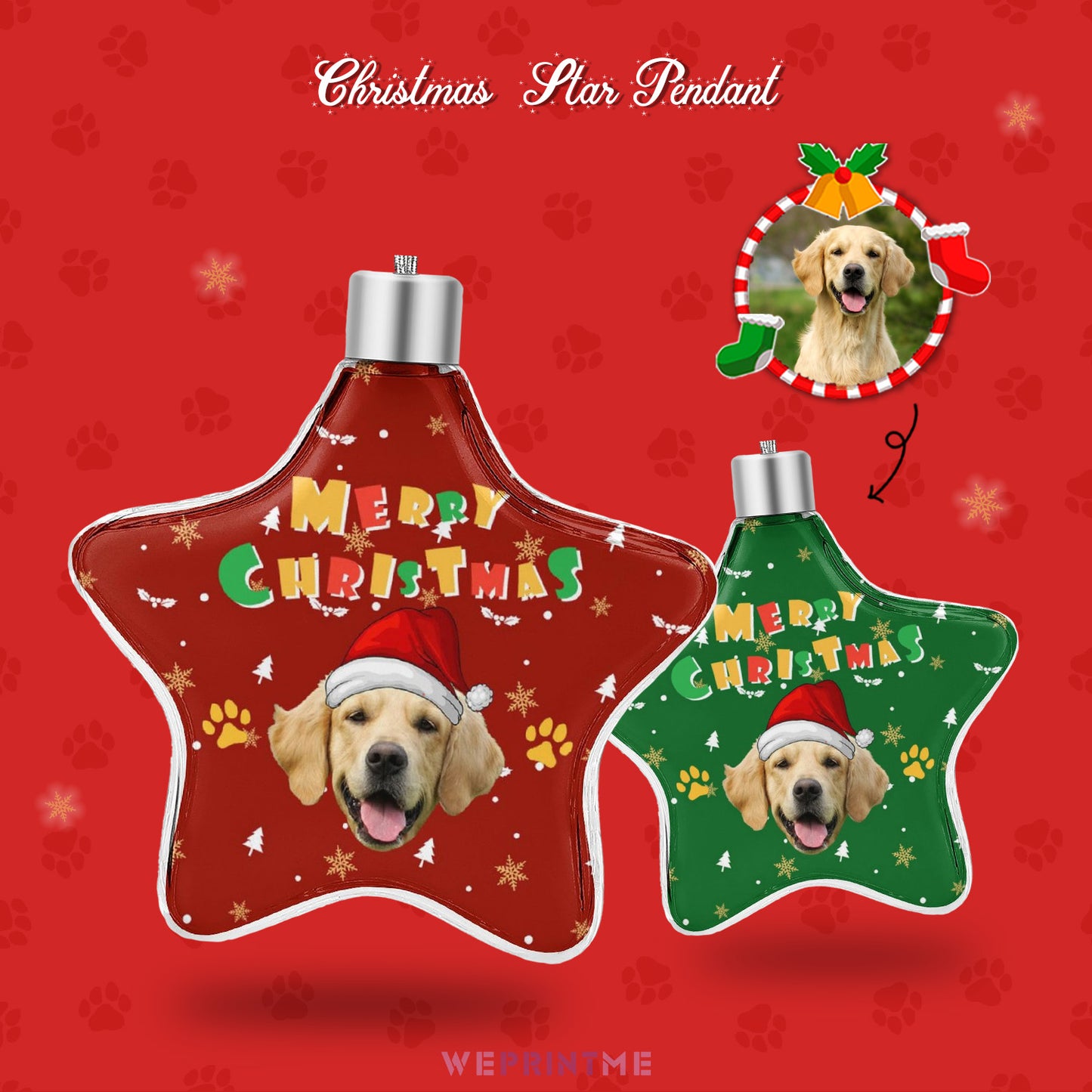 Personalized Pet Face Star Christmas Pendant-WEPRINTME-2