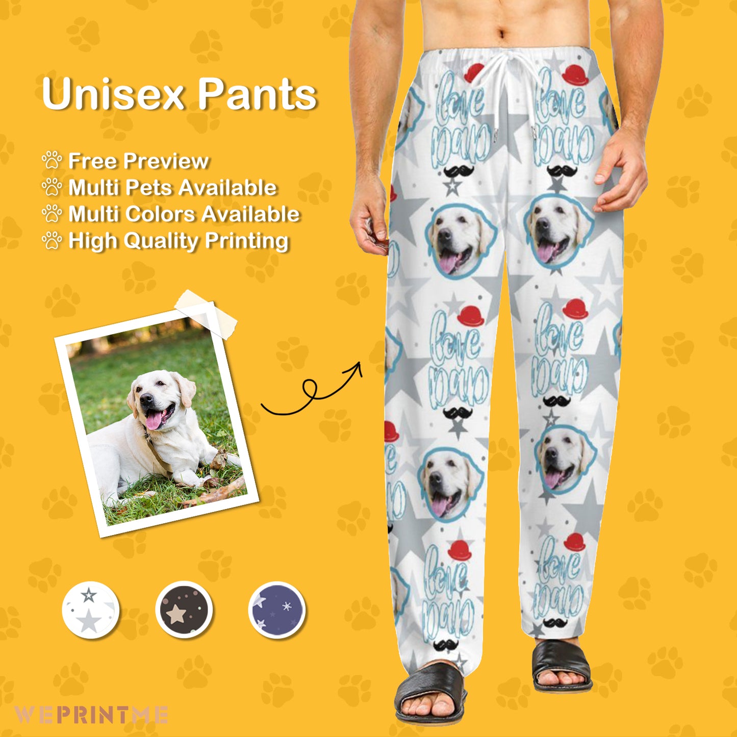 Personalized Pet Pants Face Love Dad Unisex Pajama Pants