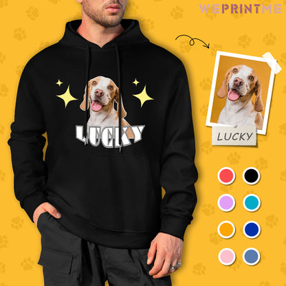 Custom Pet and Name Stars Unisex Cotton Hoodie