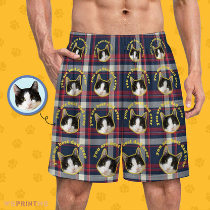 Custom Pet Men's Pajama Pants Best Dad Ever Tartan Pajama Shorts