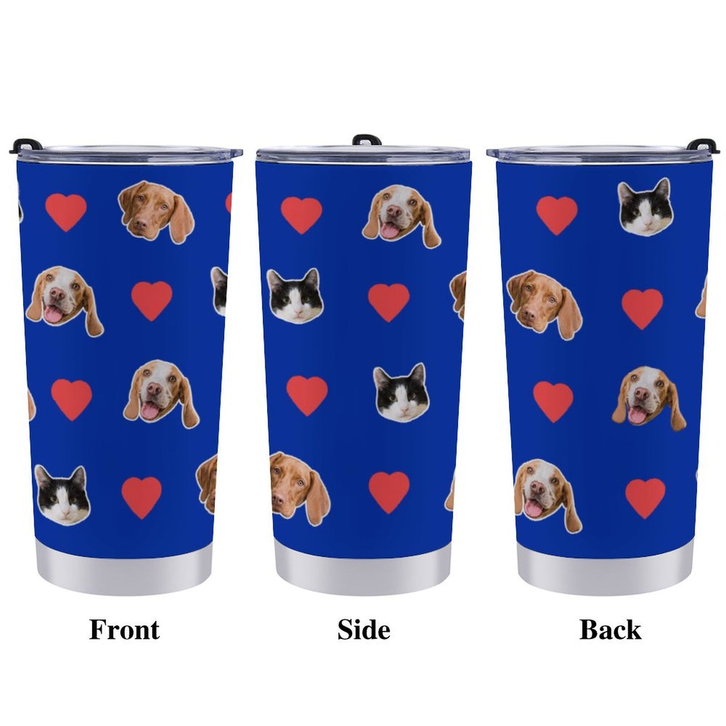 Custom Pet Face Heart Travel Mug