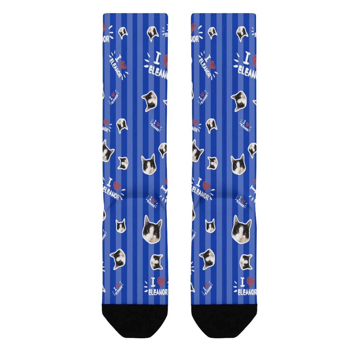 Custom Pet Face and Name Stripe Socks