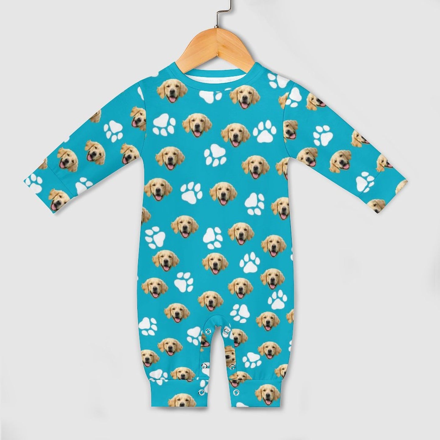 Custom Pet Face Baby Long Sleeve Romper