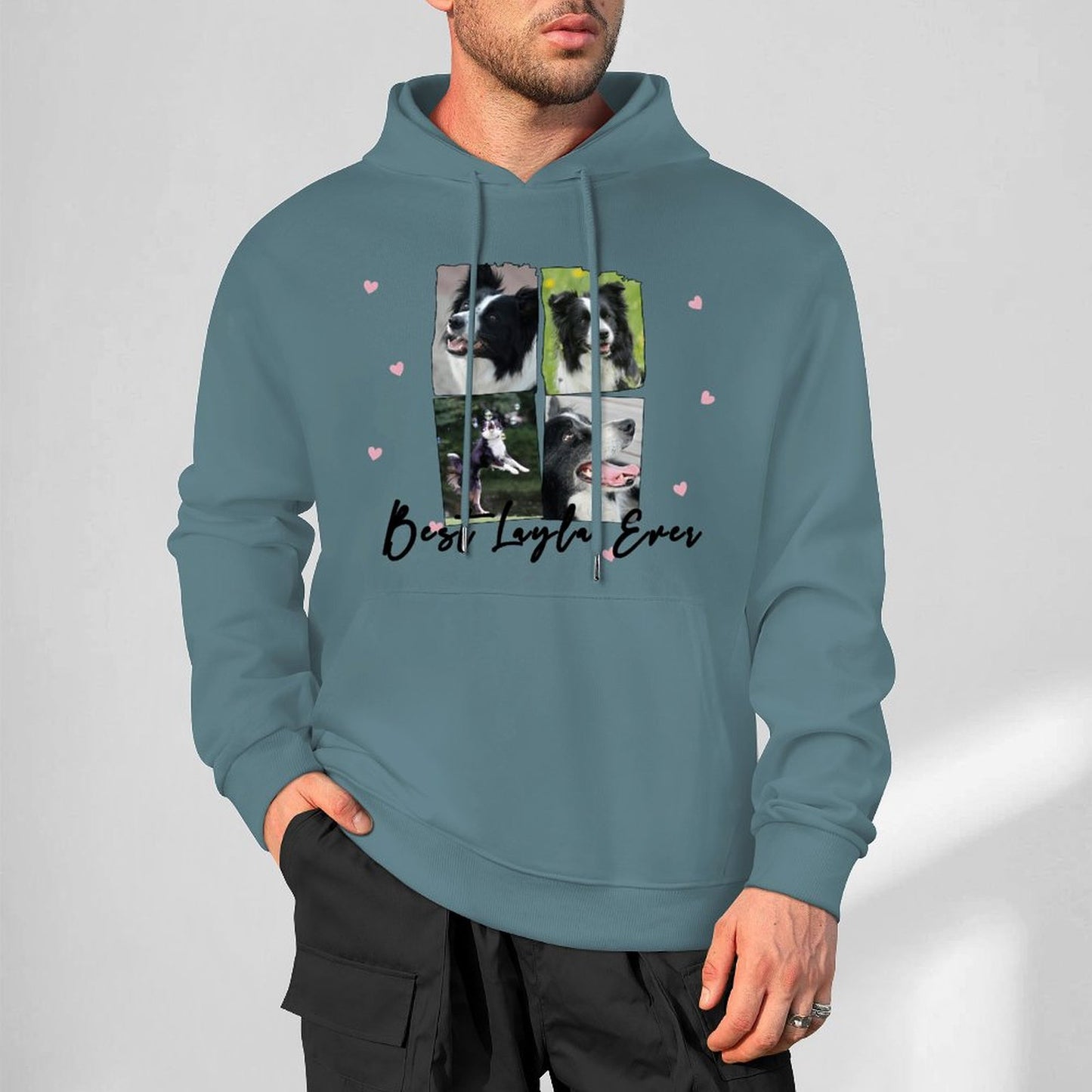 Custom Pet Photos and Name Stars Unisex Cotton Hoodie