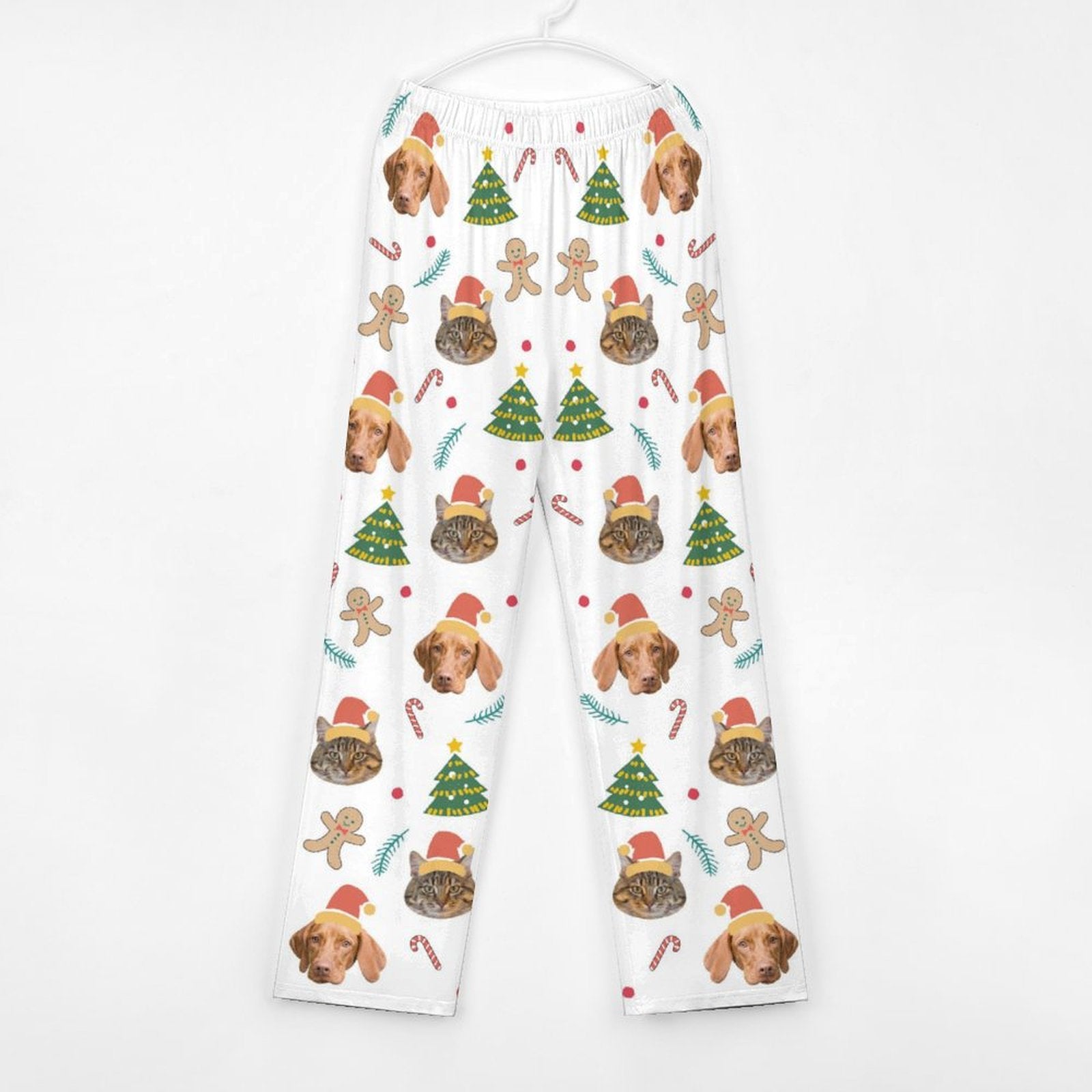 Custom Pet Face Gingerbread Man Pants for Kids-Front2-WEPRINTME