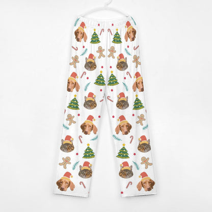 Custom Pet Face Gingerbread Man Pants for Kids-Front2-WEPRINTME