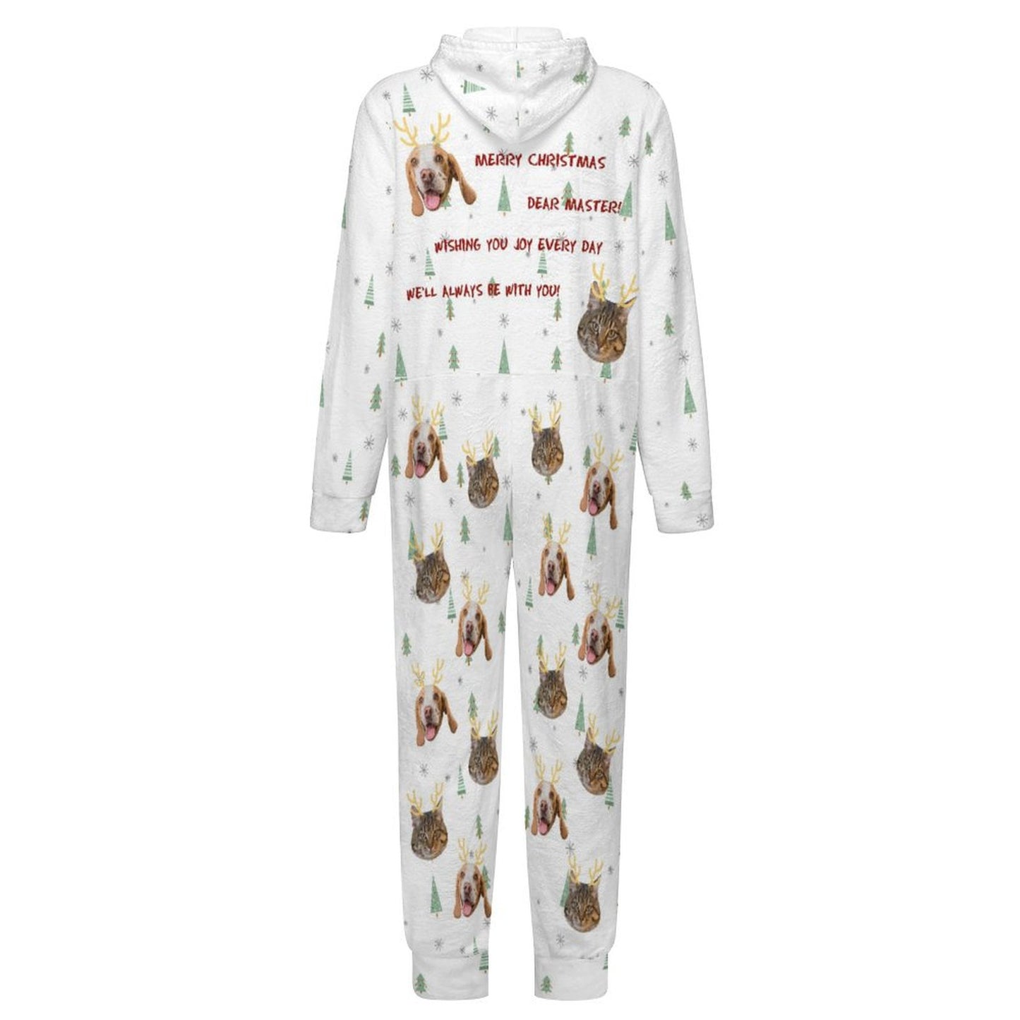 Custom Pet Face Deer Antler Pet Kid's Flannel Onesies-Back-WEPRINTME