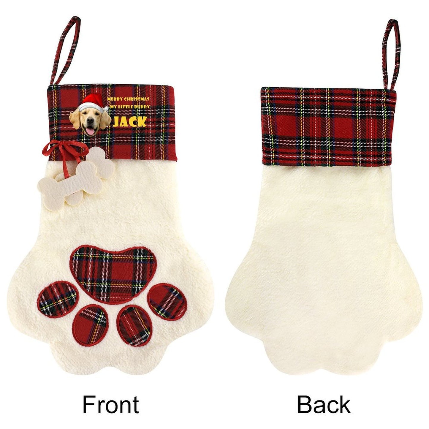 Personalized Pet Face and Name Paw Christmas Stockings-WEPRINTME-5