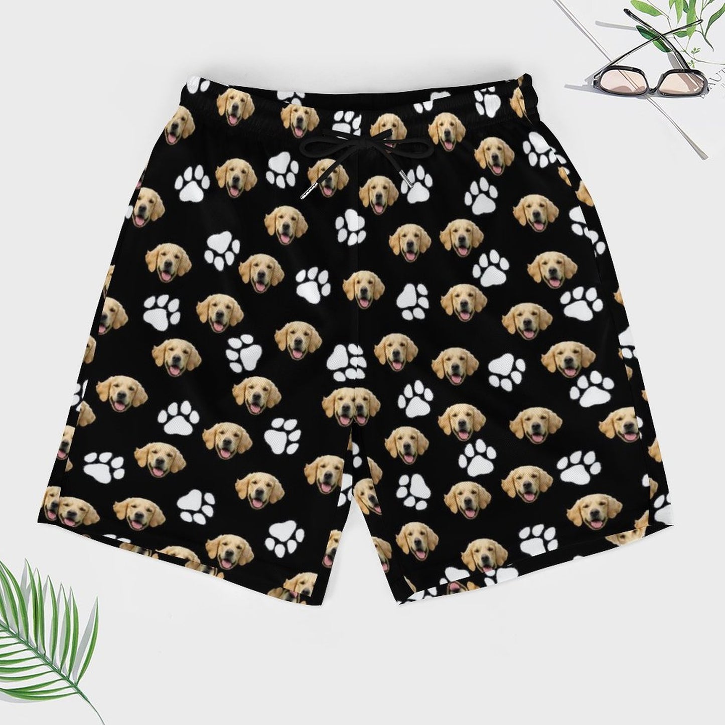 Custom Pet Face Men's Beach Compression Liner Shorts