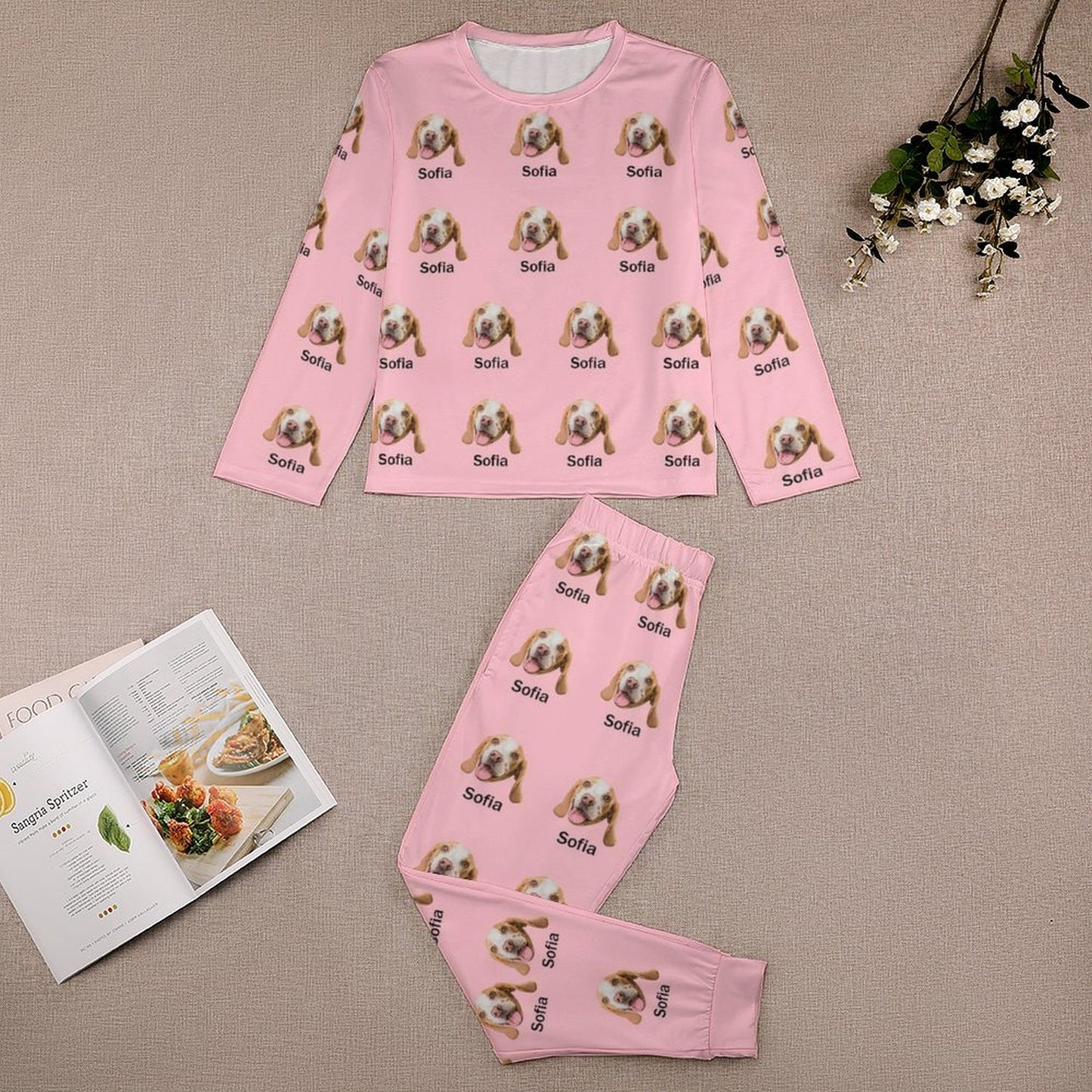 Custom Pet Face and Name Kids Pajama Set