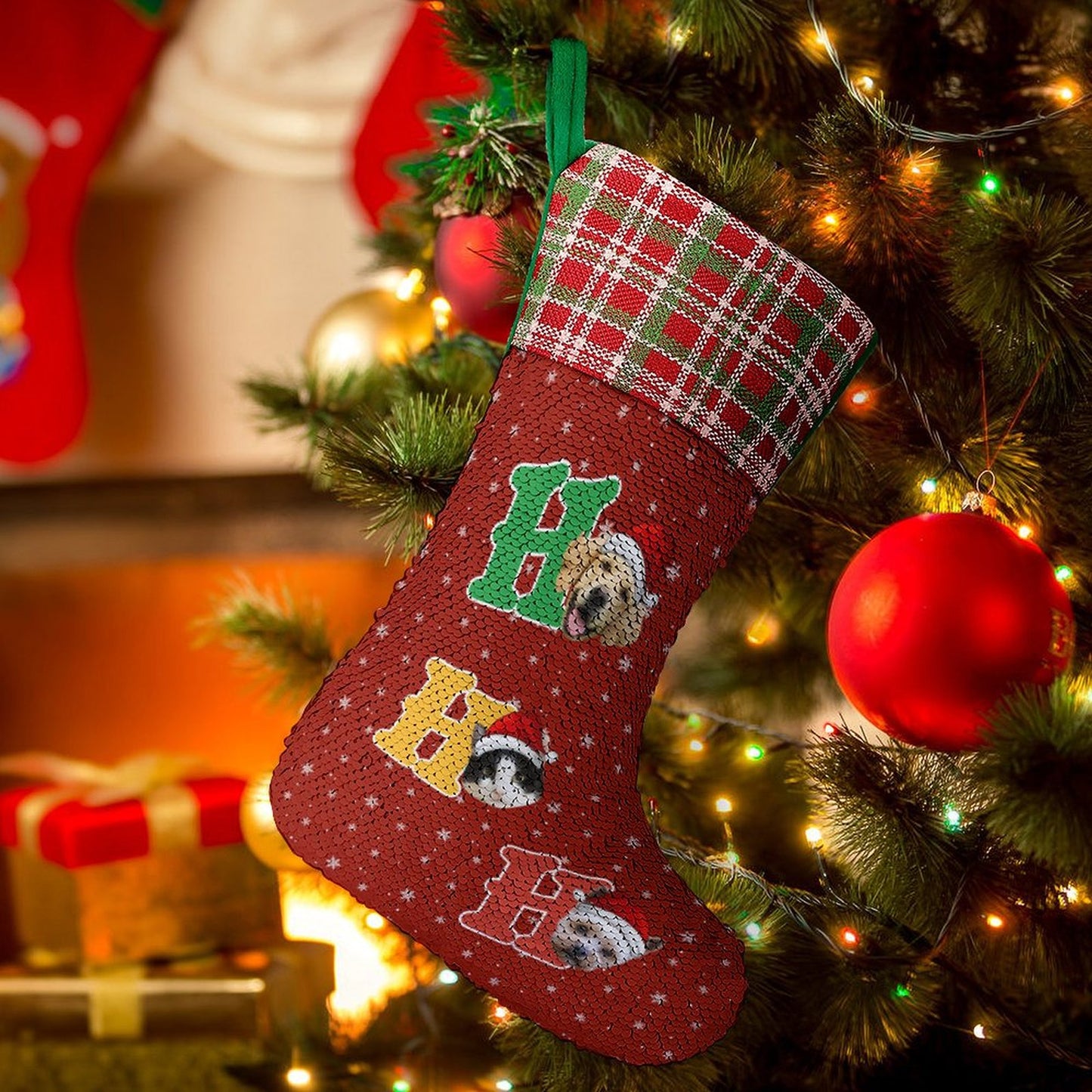 Personalized Pet Face Sequined Christmas Stockings-WEPRINTME-3