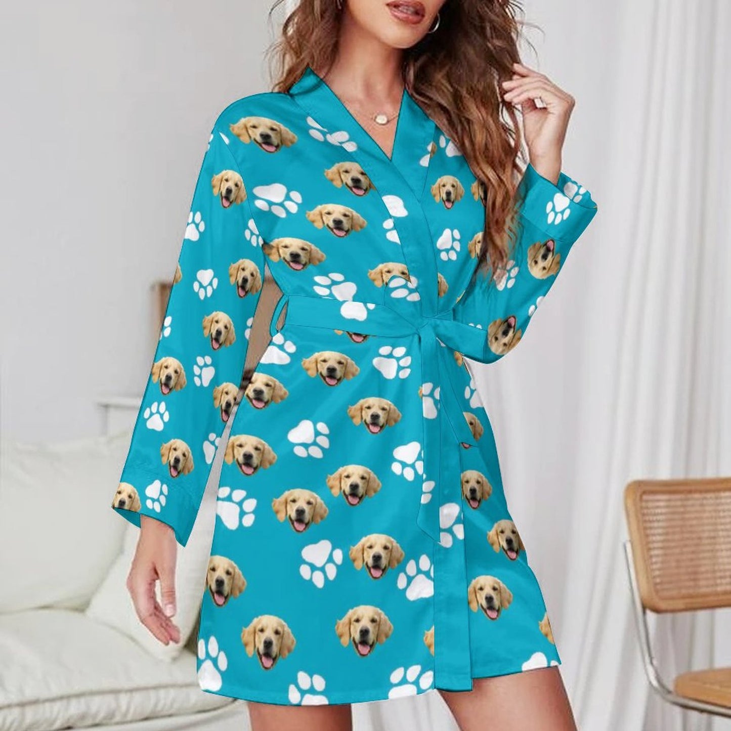 Custom Pet Face Long Sleeved Nightgown