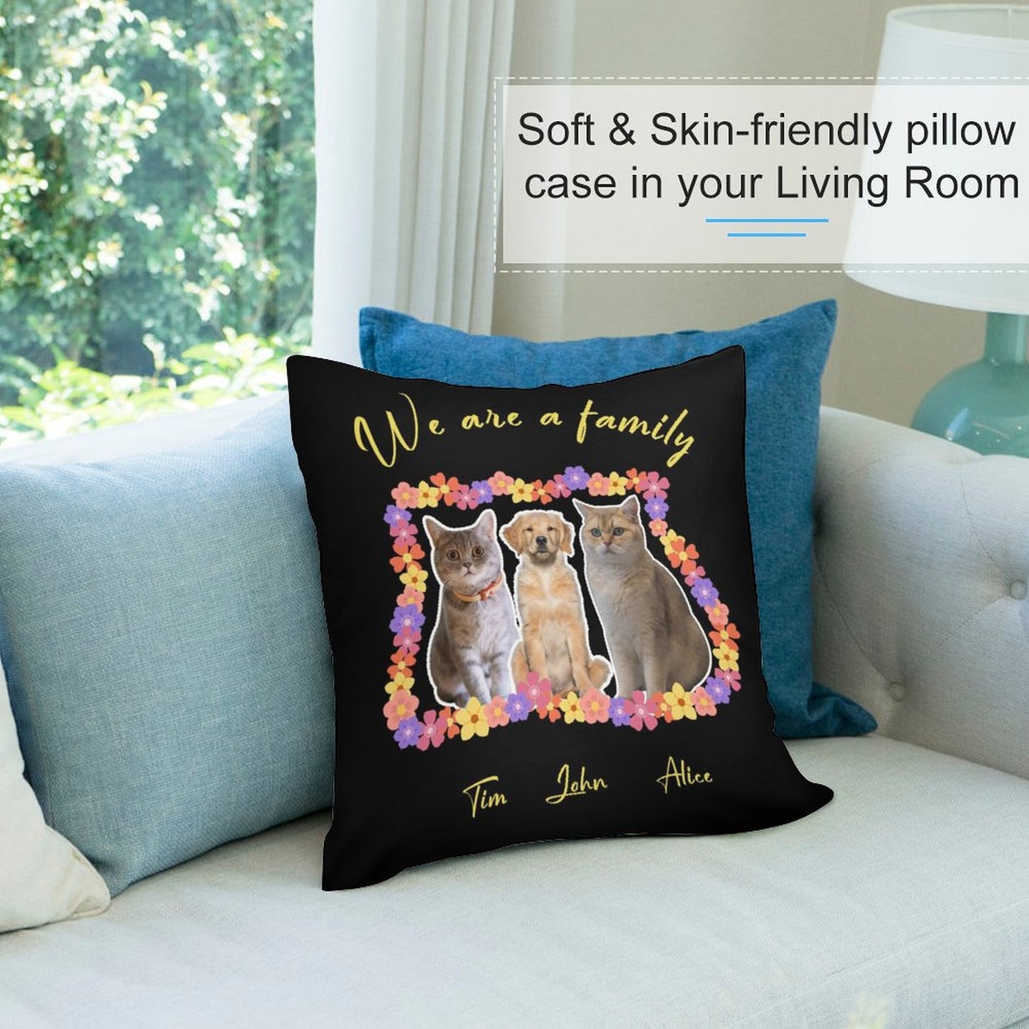 Custom Pet We Are Family Pillow Case