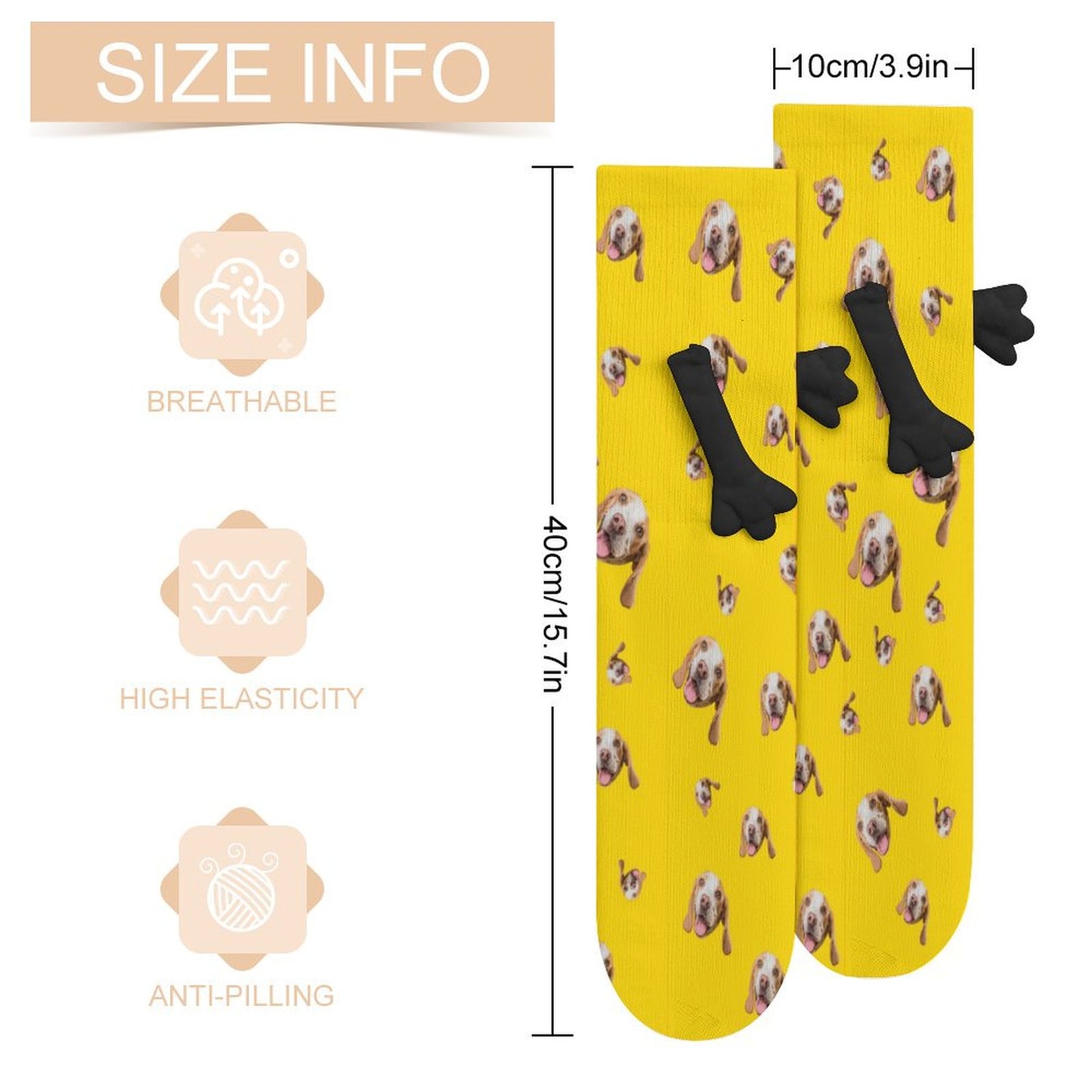 Custom Pet Face Pet Everywhere Holding Hands Socks