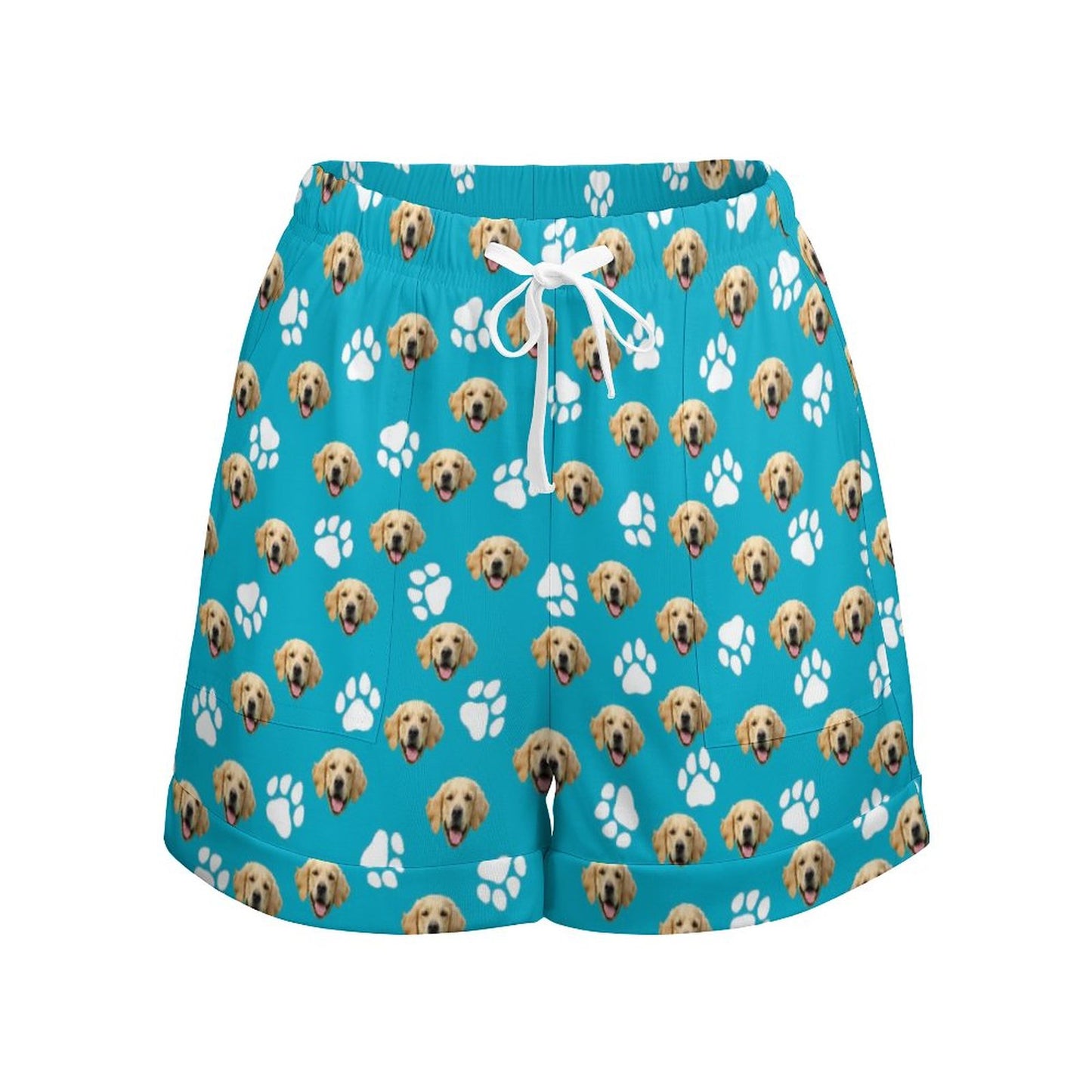 Custom Pet Face Women's High Waist Loose Shorts