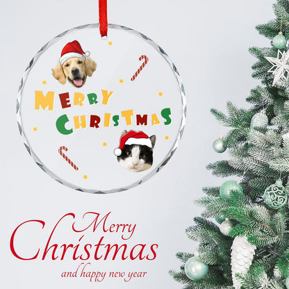 Personalized Pet Face Christmas Glass Circular Pendant-WEPRINTME-8