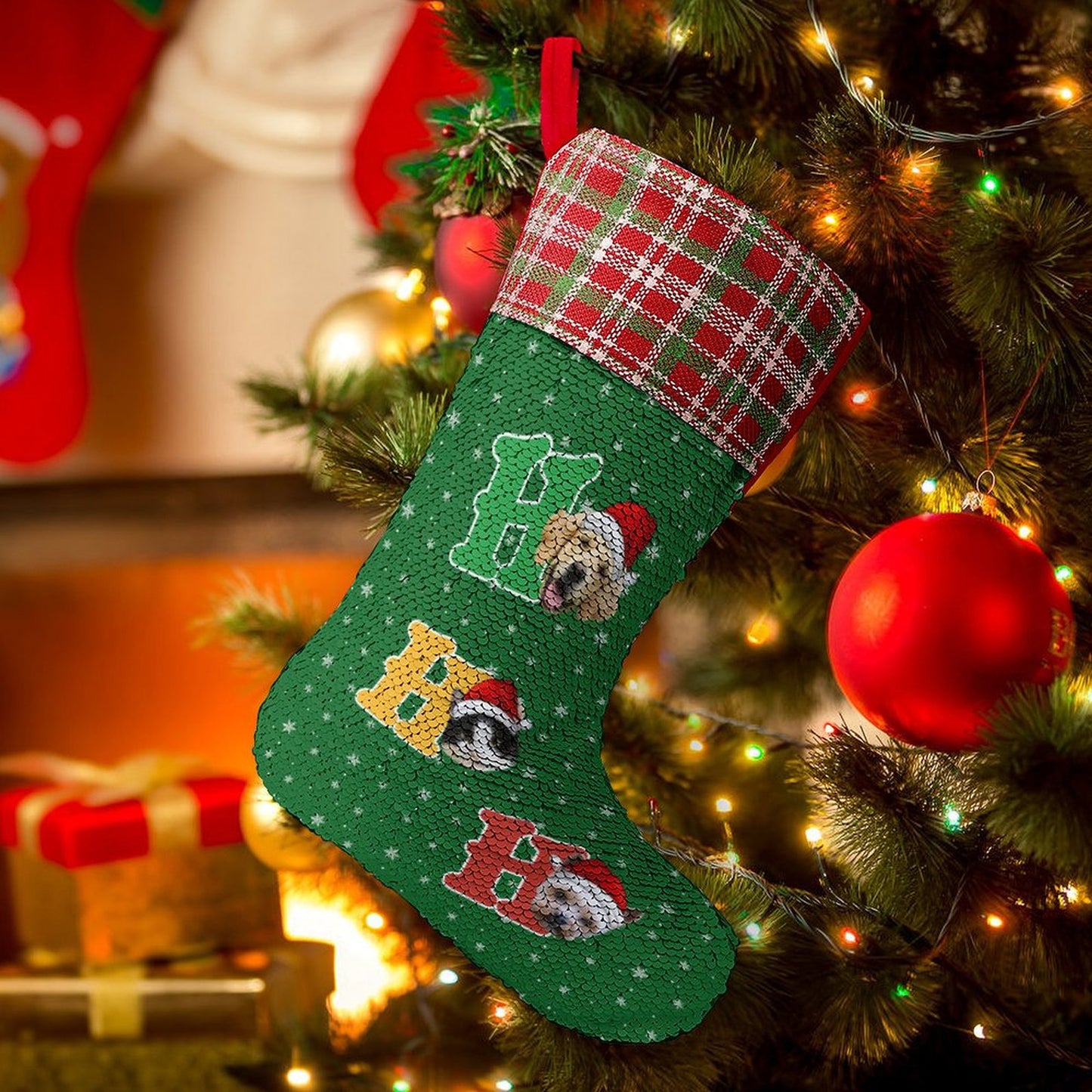 Personalized Pet Face Sequined Christmas Stockings-WEPRINTME-15