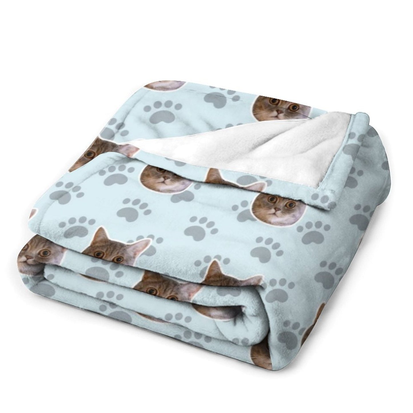 Custom Pet Face Paws Fleece Blanket