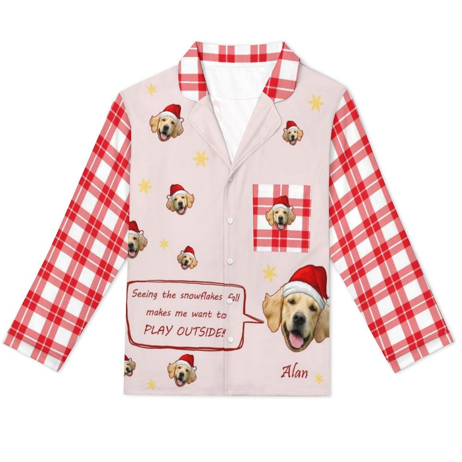 Custom Pet Face Play Outside Women Long Pajama-Shirts-WEPRINTME