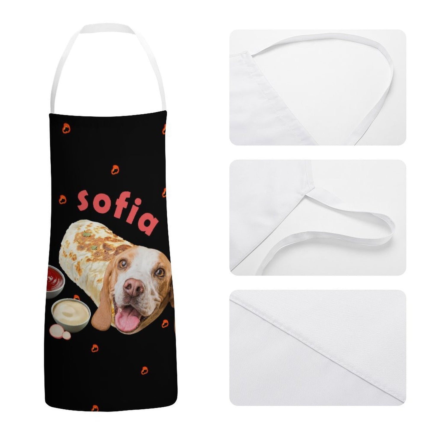 Custom Pet Face and Name Mexican Burrito Apron