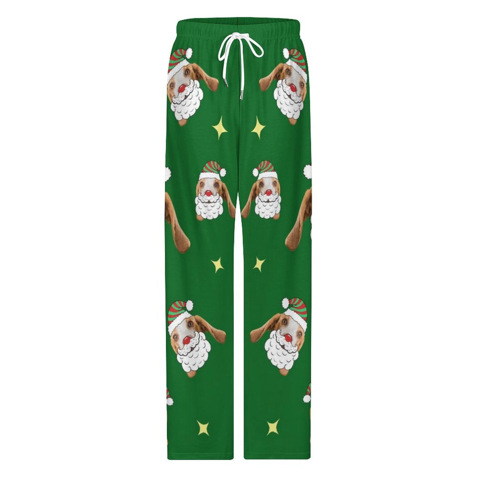 Custom Pet Face Santa Dog Pajama Pants-Front-WEPRINTME