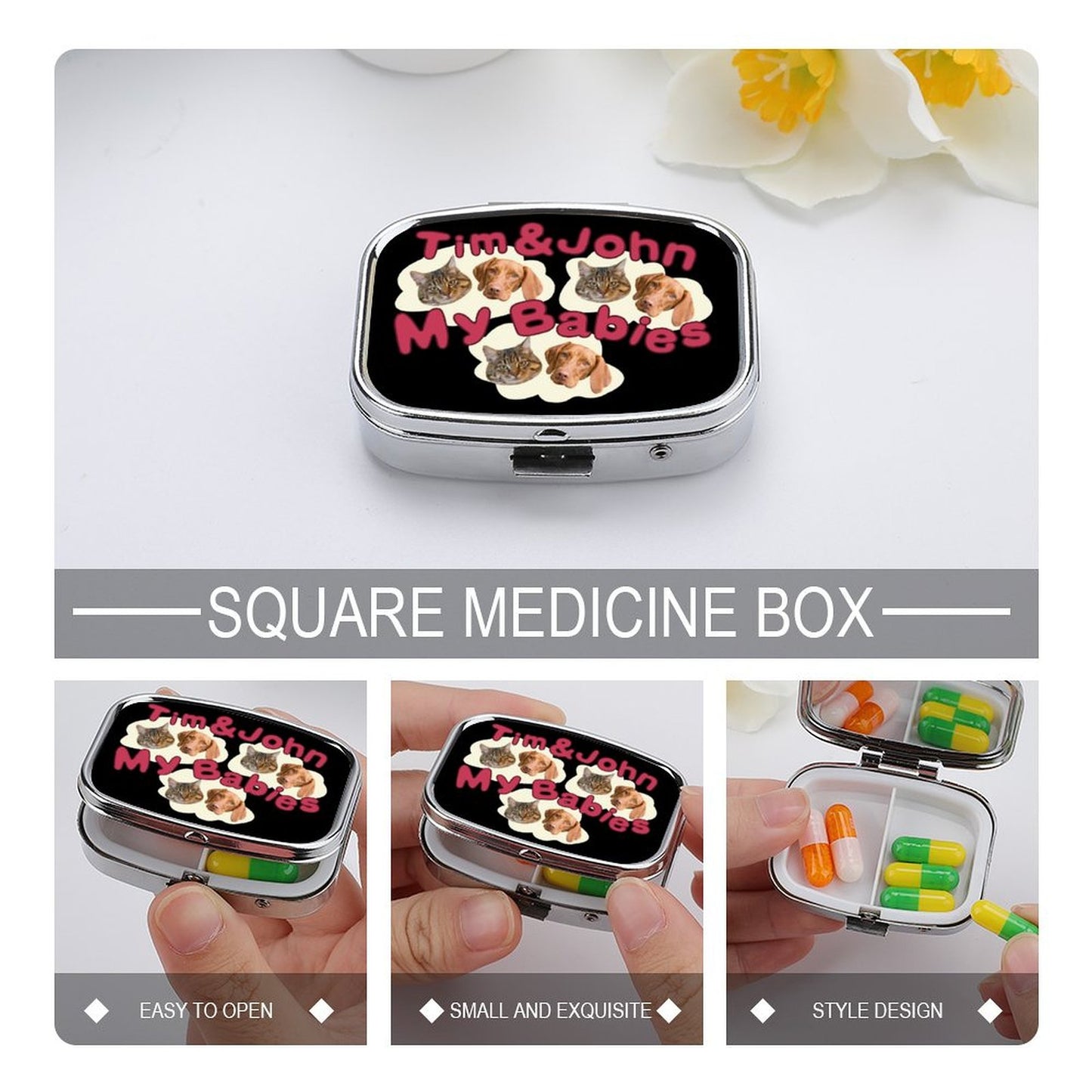 Custom Pet Face My Babies Portable Medicine Box