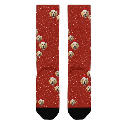 Custom Pet Face Snow Christmas Socks-WEPRINTME-6