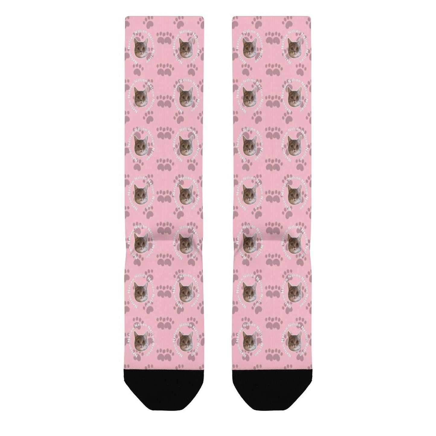 Custom Pet Face and Circle Name Socks