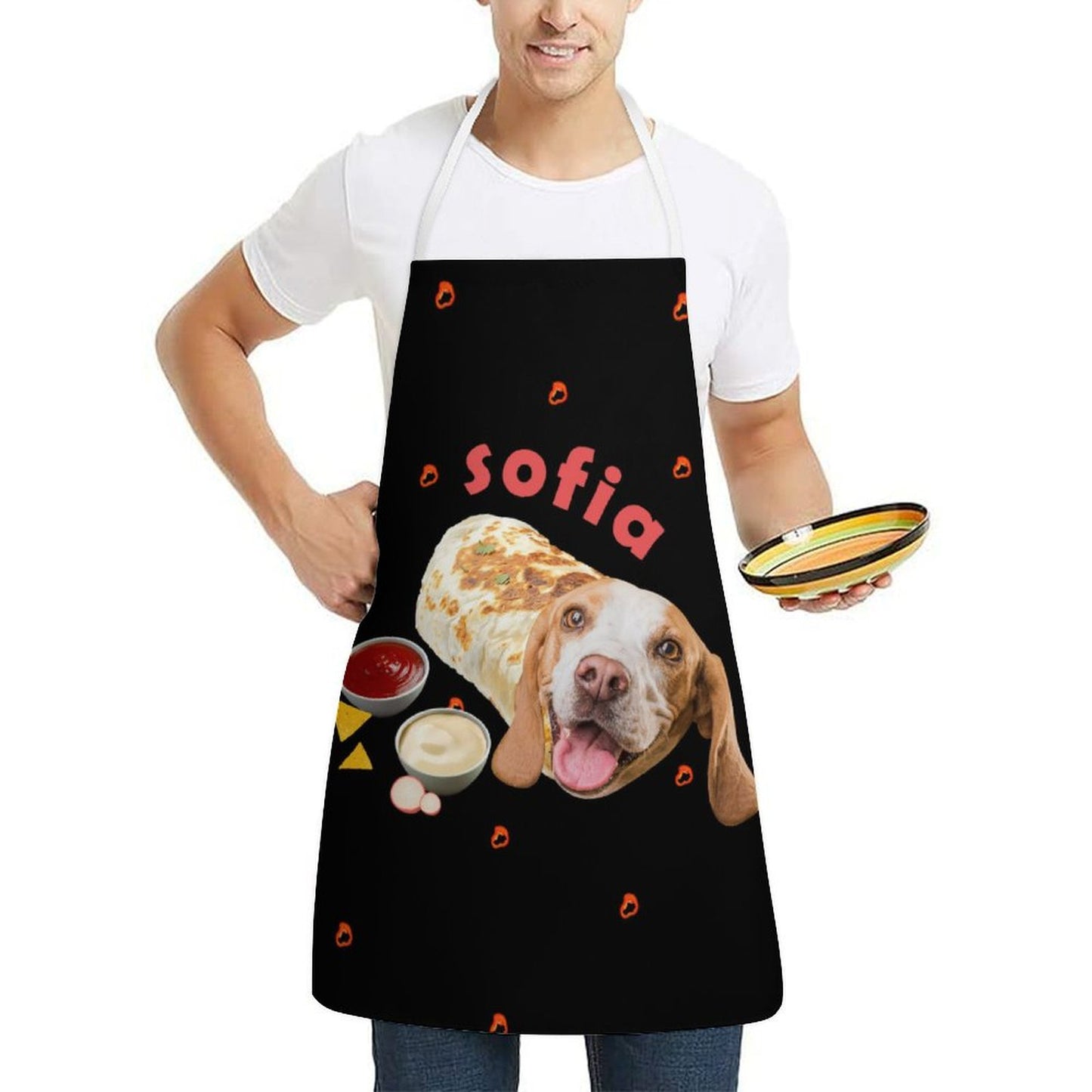 Custom Pet Face and Name Mexican Burrito Apron