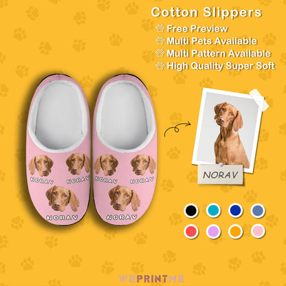 Custom Pet Face and Name Cotton Slippers