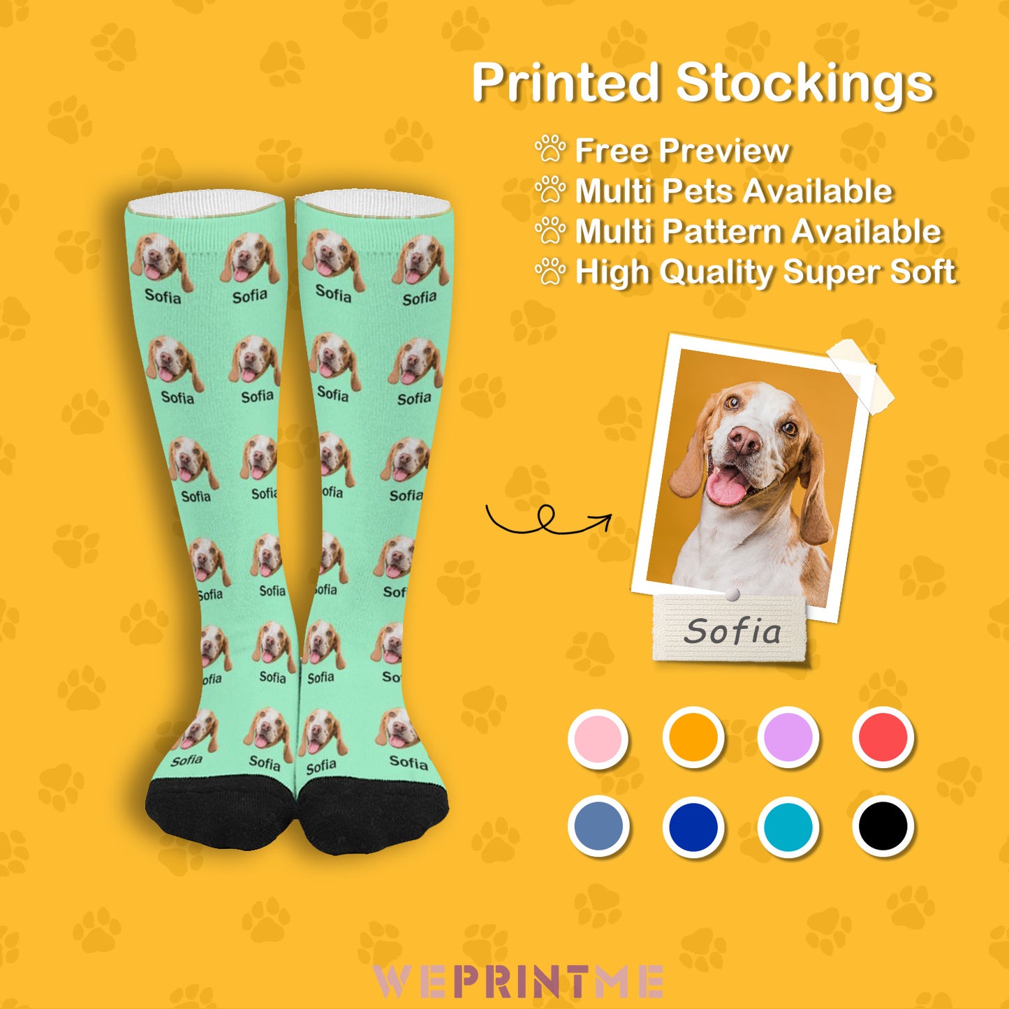 Custom Pet Face and Name Socks