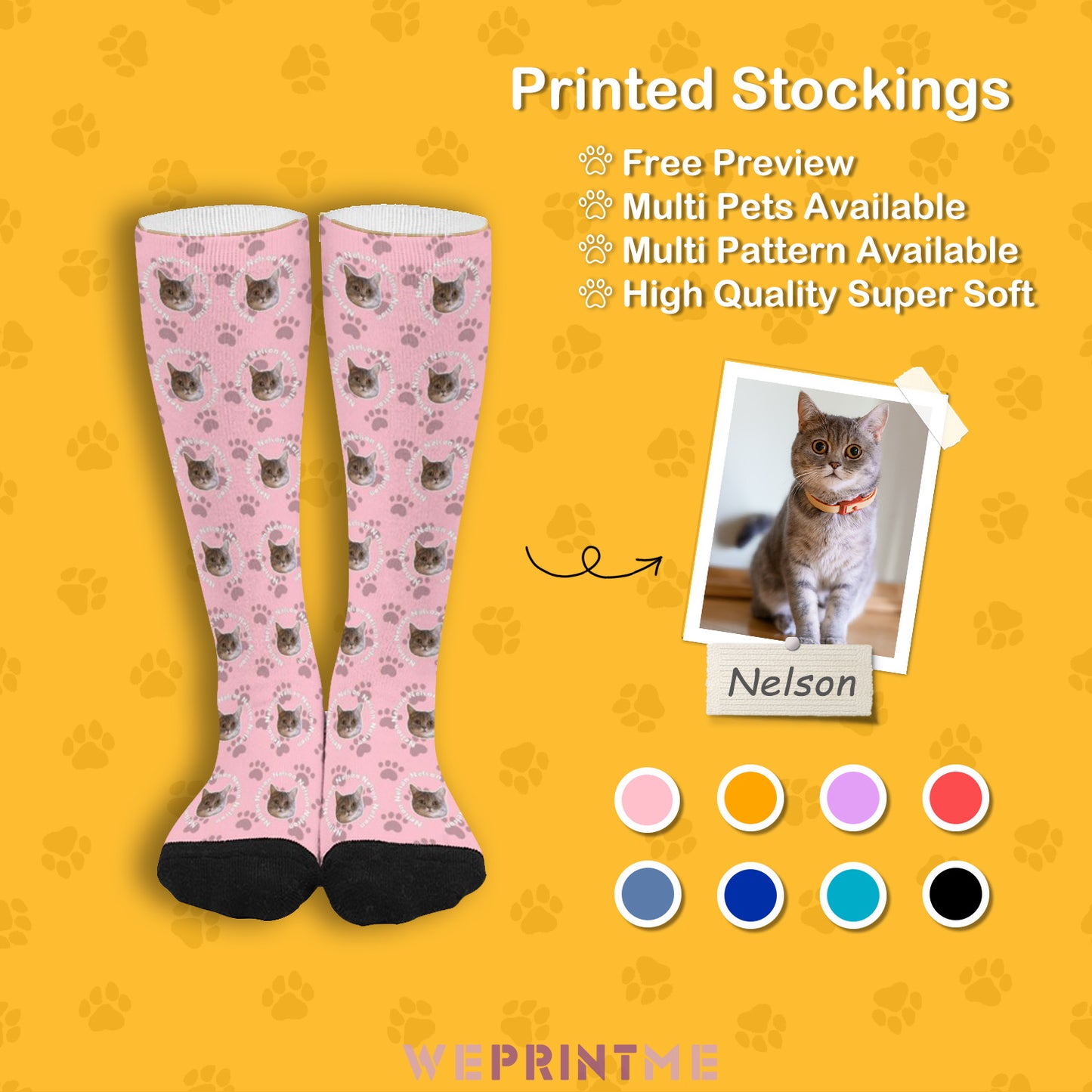 Custom Pet Face and Circle Name Socks