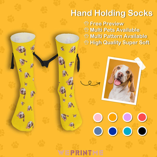 Custom Pet Face Pet Everywhere Holding Hands Socks