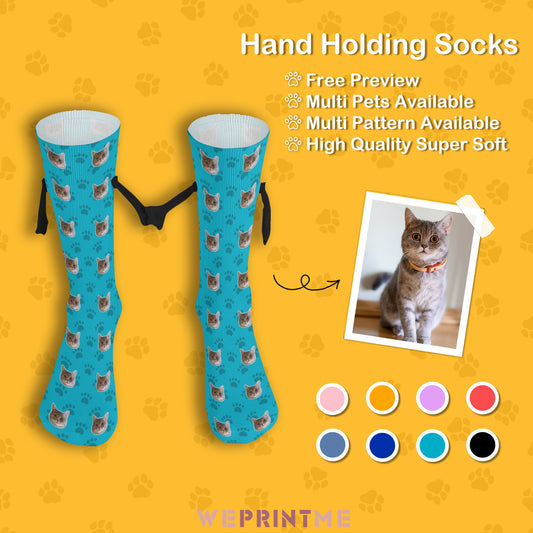 Custom Pet Face Holding Hands Socks