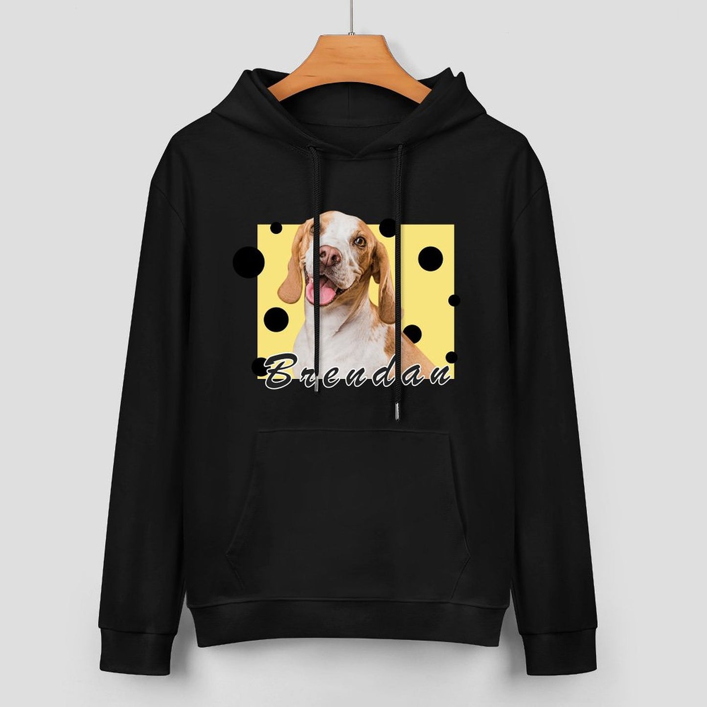 Custom Pet Face and Name cheese Unisex Cotton Hoodie