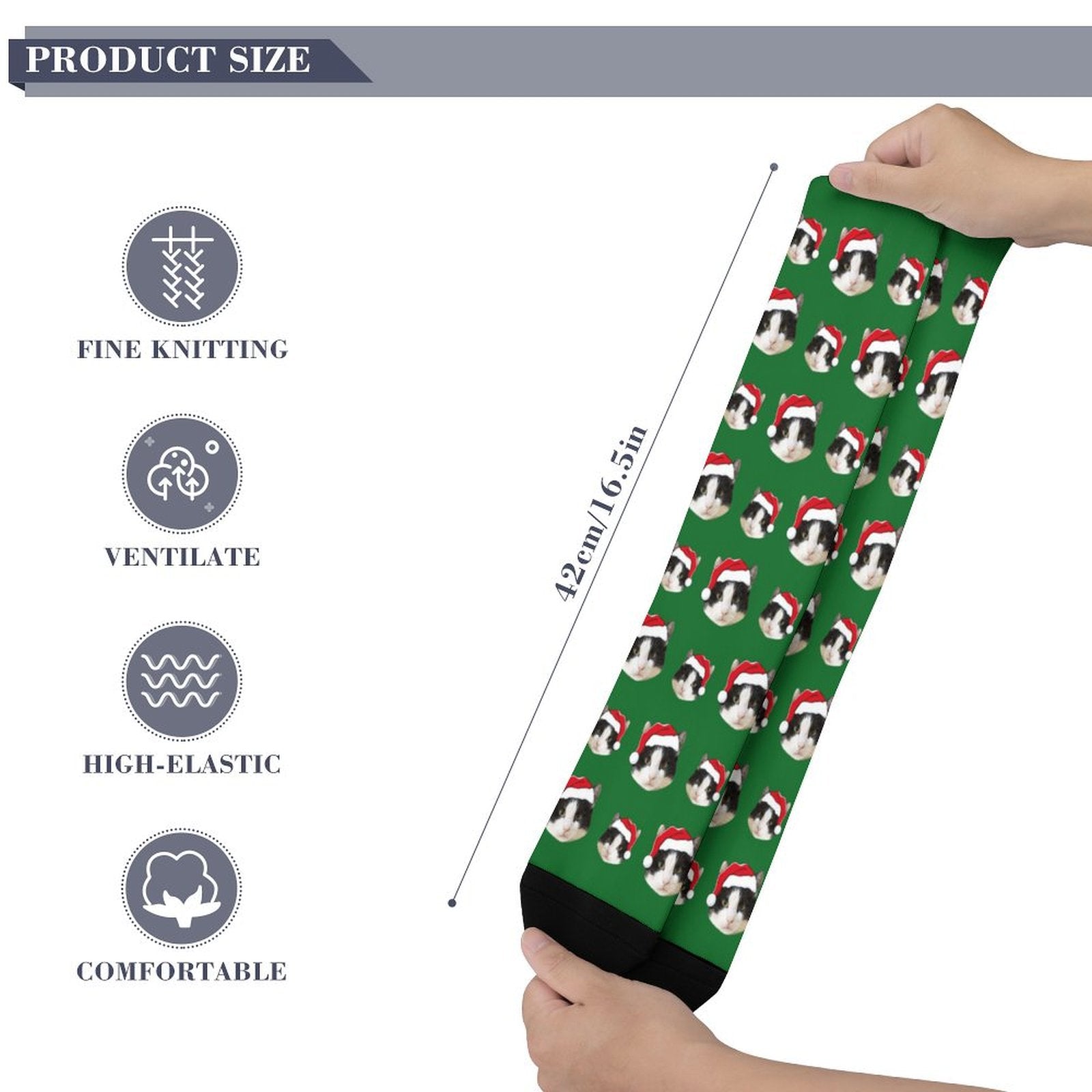 Custom Pet Face Christmas Socks-Green-WEPRINTME-4