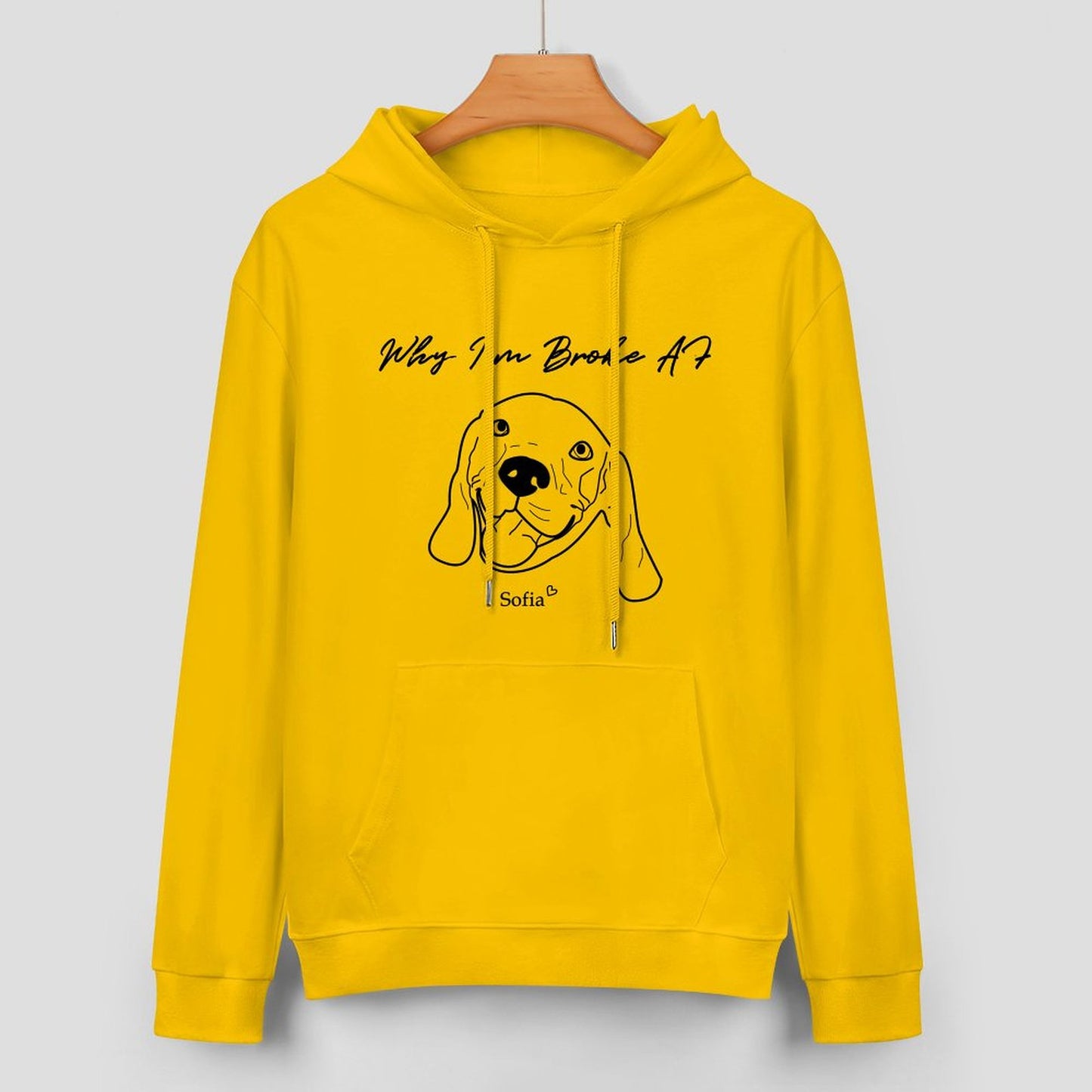 Custom Pet Face and Name Handdraw Unisex Cotton Hoodie