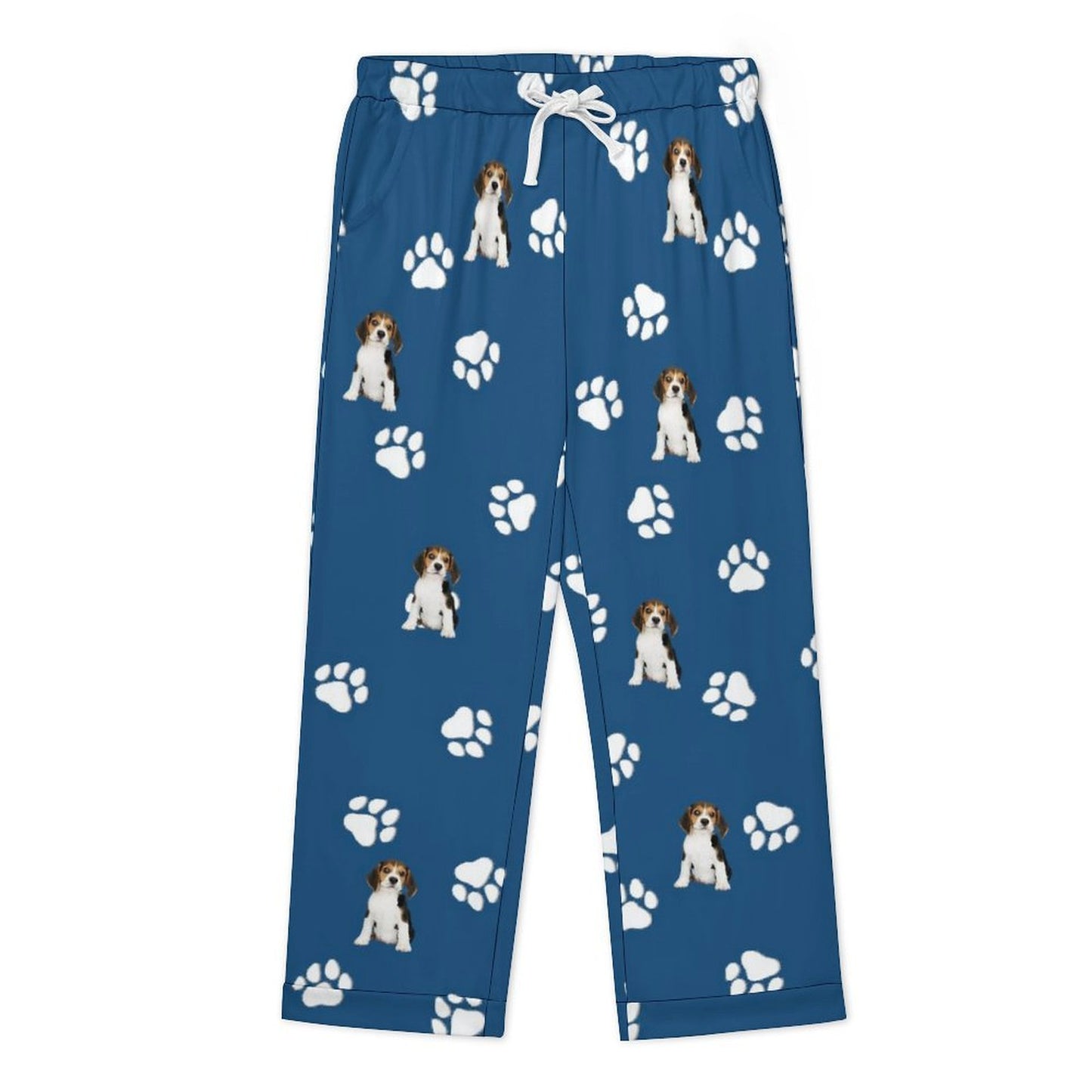 Custom Pet Face Pet Paws Men's Cotton Long Pajama Set