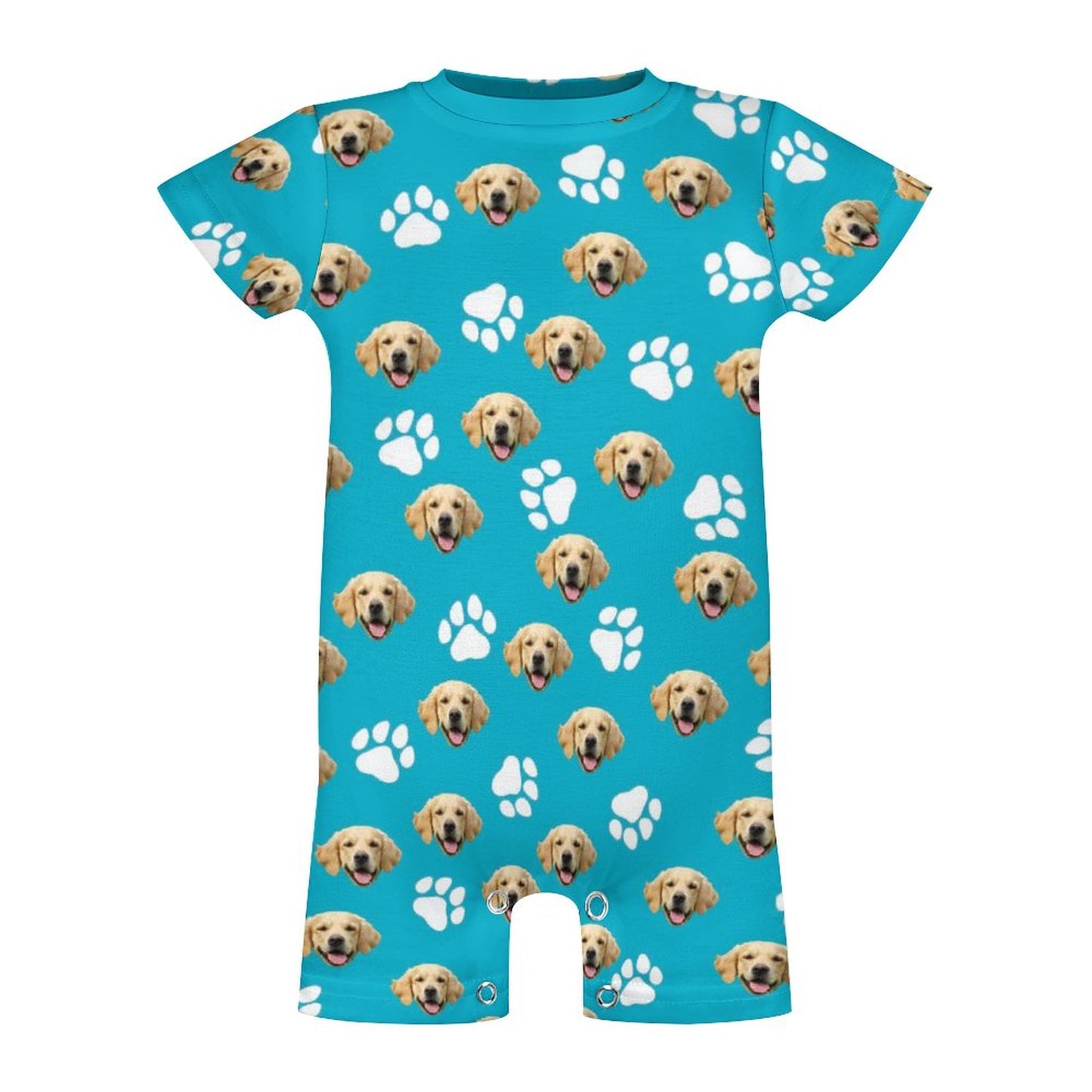 Custom Pet Face Baby Short Sleeve Romper