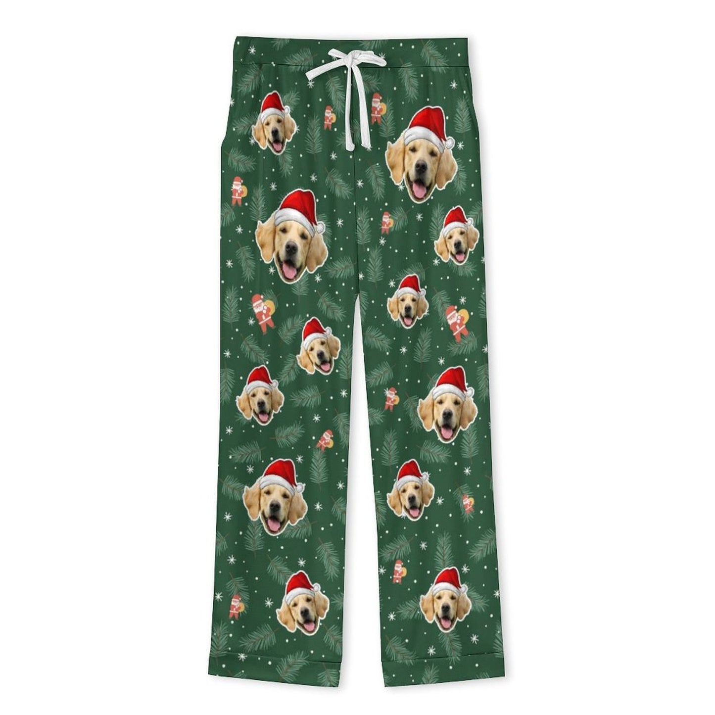 Custom Pet Face Christmas Deer Women Long Pajamas-Pants-WEPRINTME