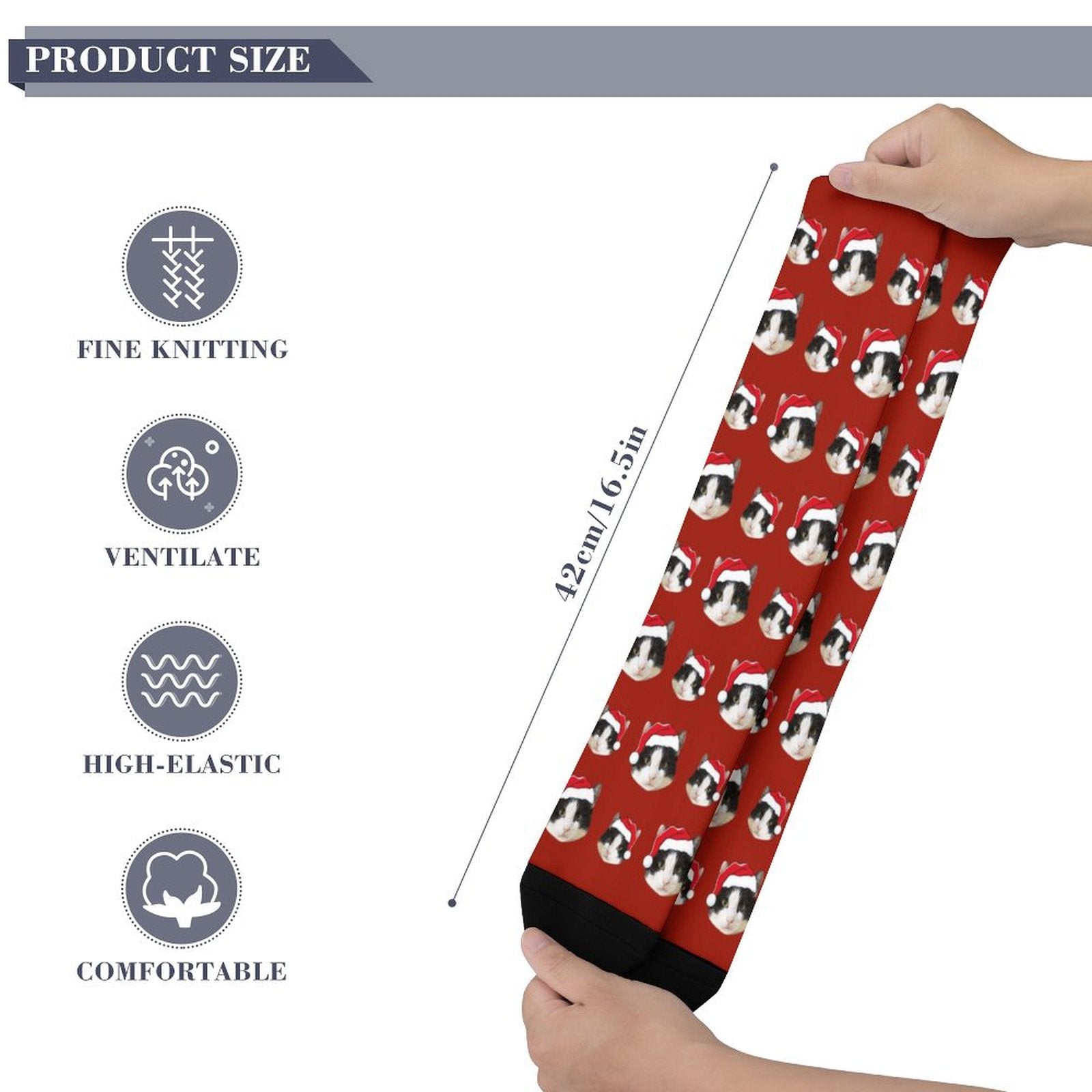 Custom Pet Face Christmas Socks-Red-WEPRINTME-4