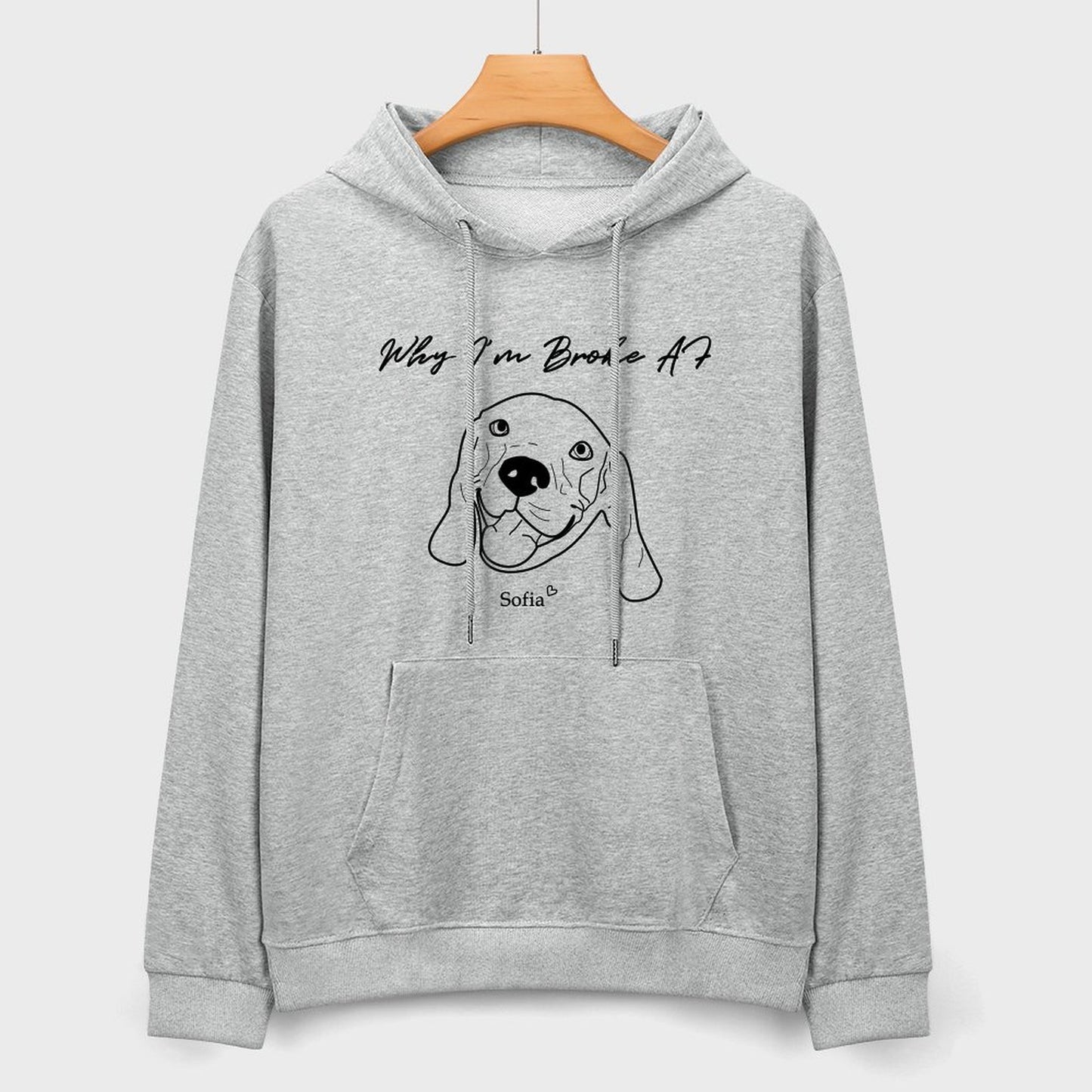 Custom Pet Face and Name Handdraw Unisex Cotton Hoodie